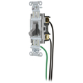 Hubbell Wiring Device-Kellems Spec Grade, Toggle Switches, General Purpose AC, Three Way, 15A 120/277V AC, Back and Side Wired, Pre-Wired with 8" #12 THHN CSL315GY